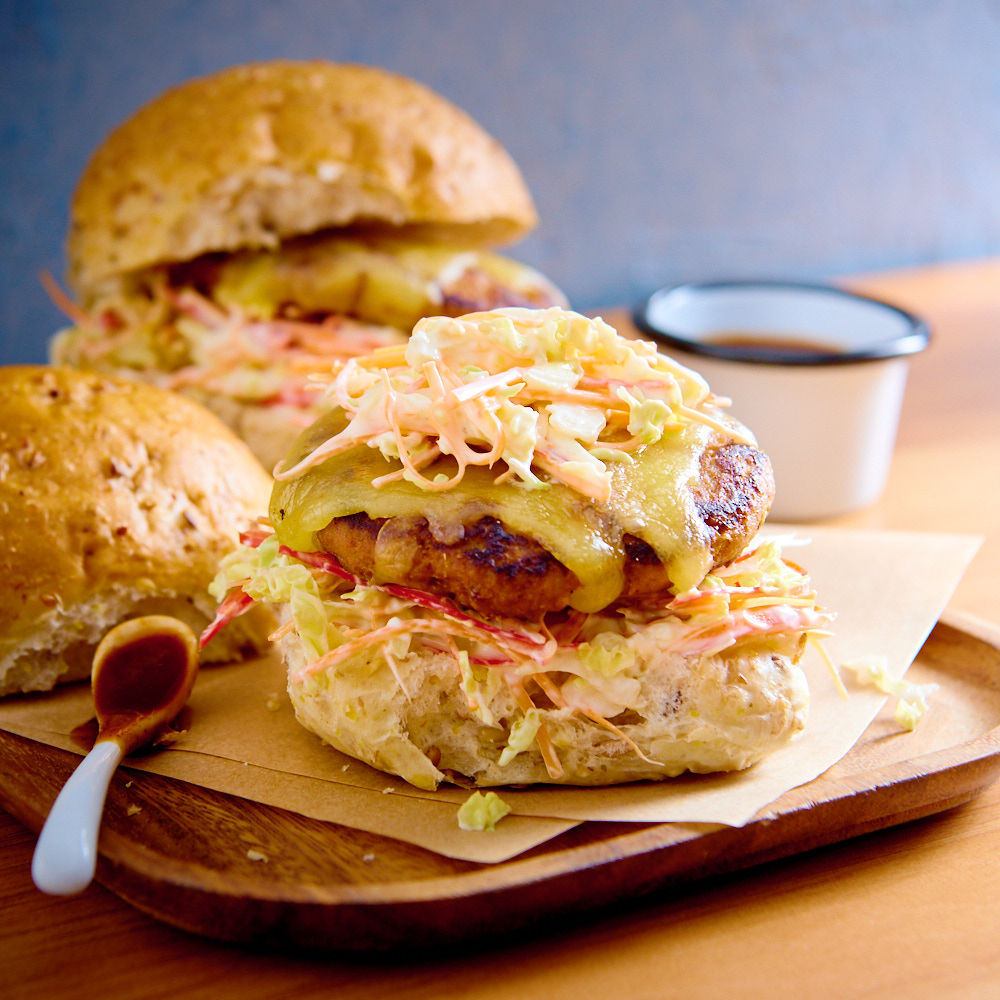 Turkey Burgers with Coleslaw