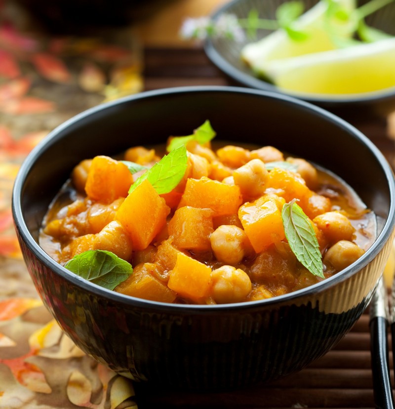 Bowl of Pumpkin Curry and Chick Peas Photo