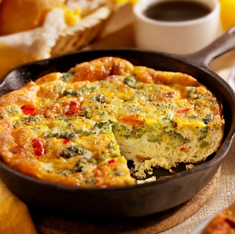 Pan of Cheese and Broccoli Frittata Photo