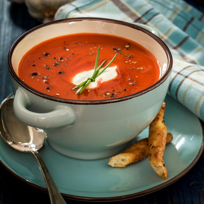 Tomato and Basil Soup Bowl Photo