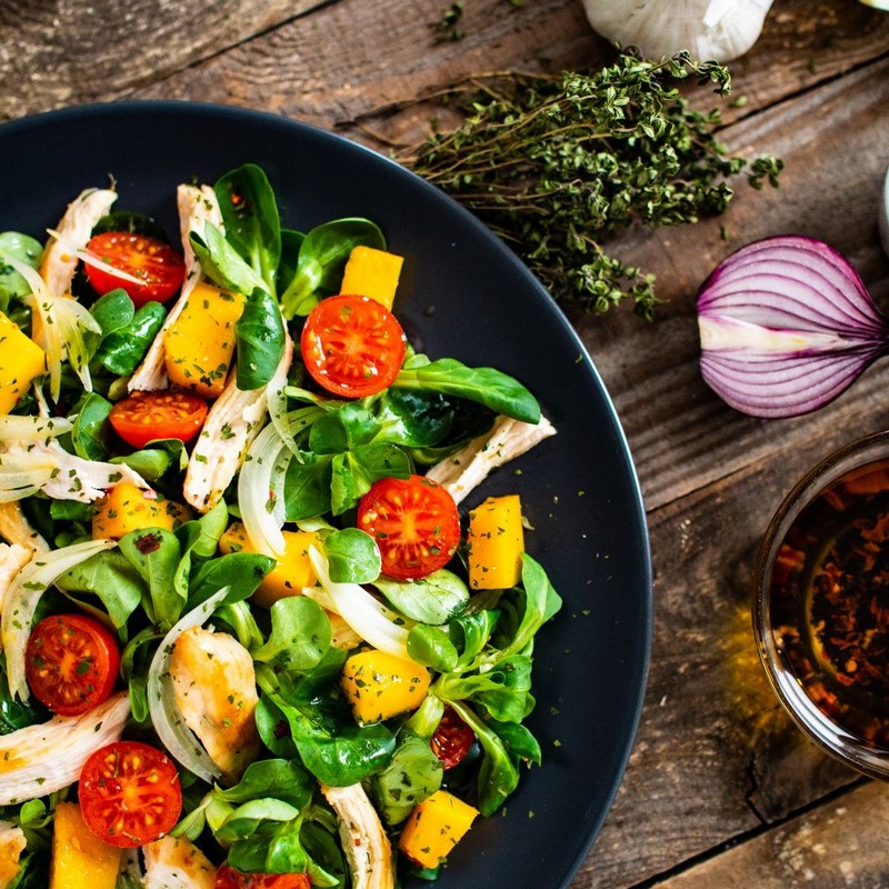 Plate of Turkey and Mango Salad Photo