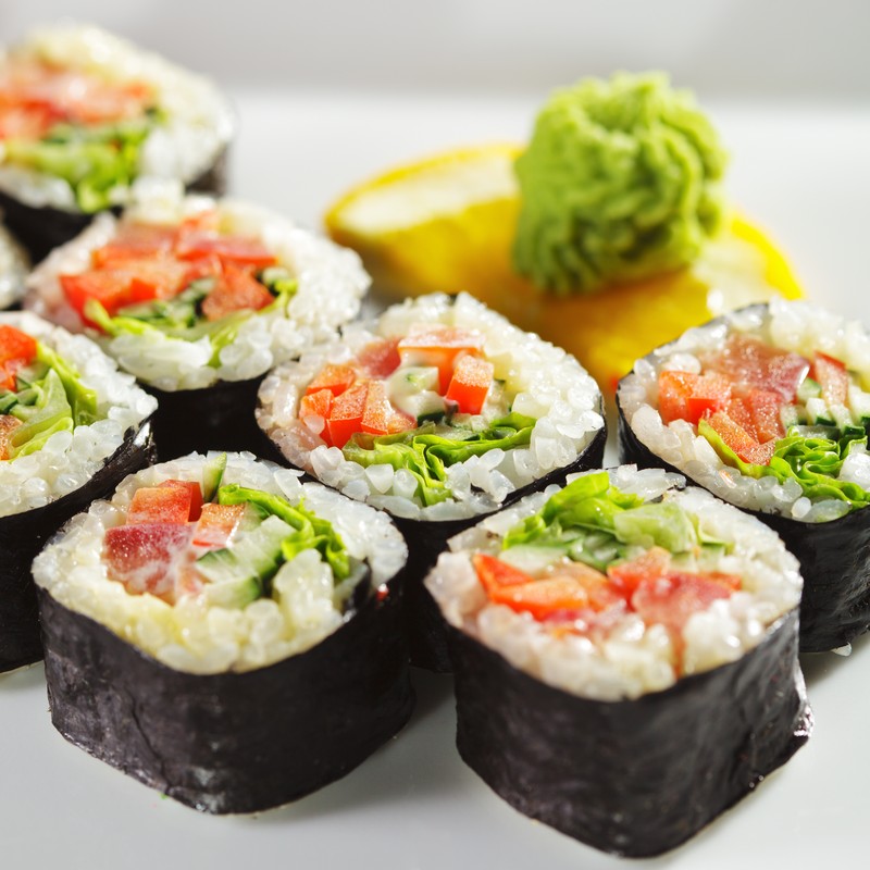 Vegetarian Maki Sushi Close Up Photo