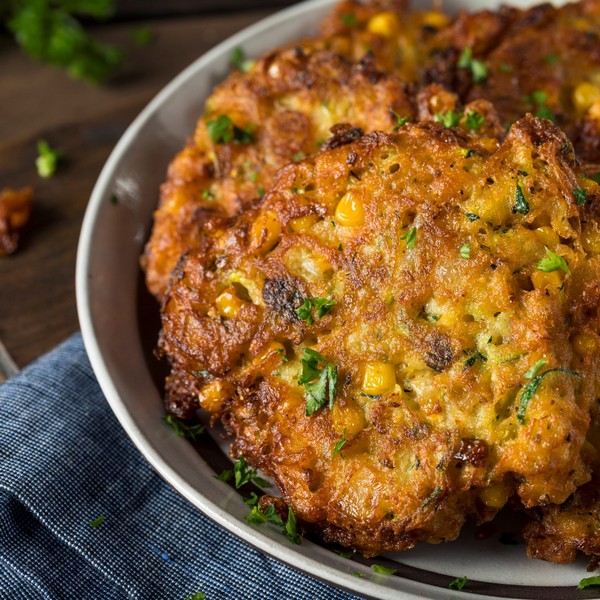 Corn, Zucchini and Chickpea Fritters