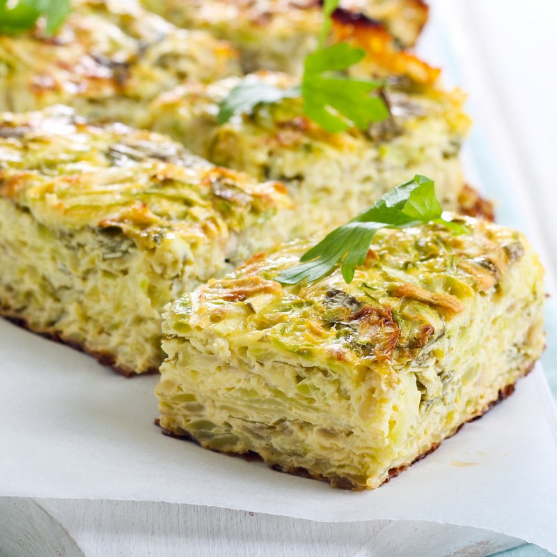 Pieces of Courgette and Herb Bake