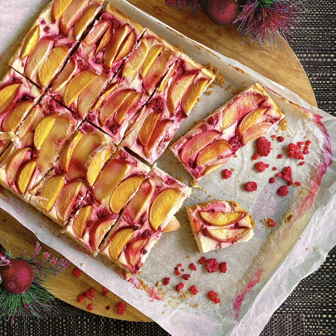 Peach and Raspberry Christmas Cheesecake | QCWA Country Kitchens