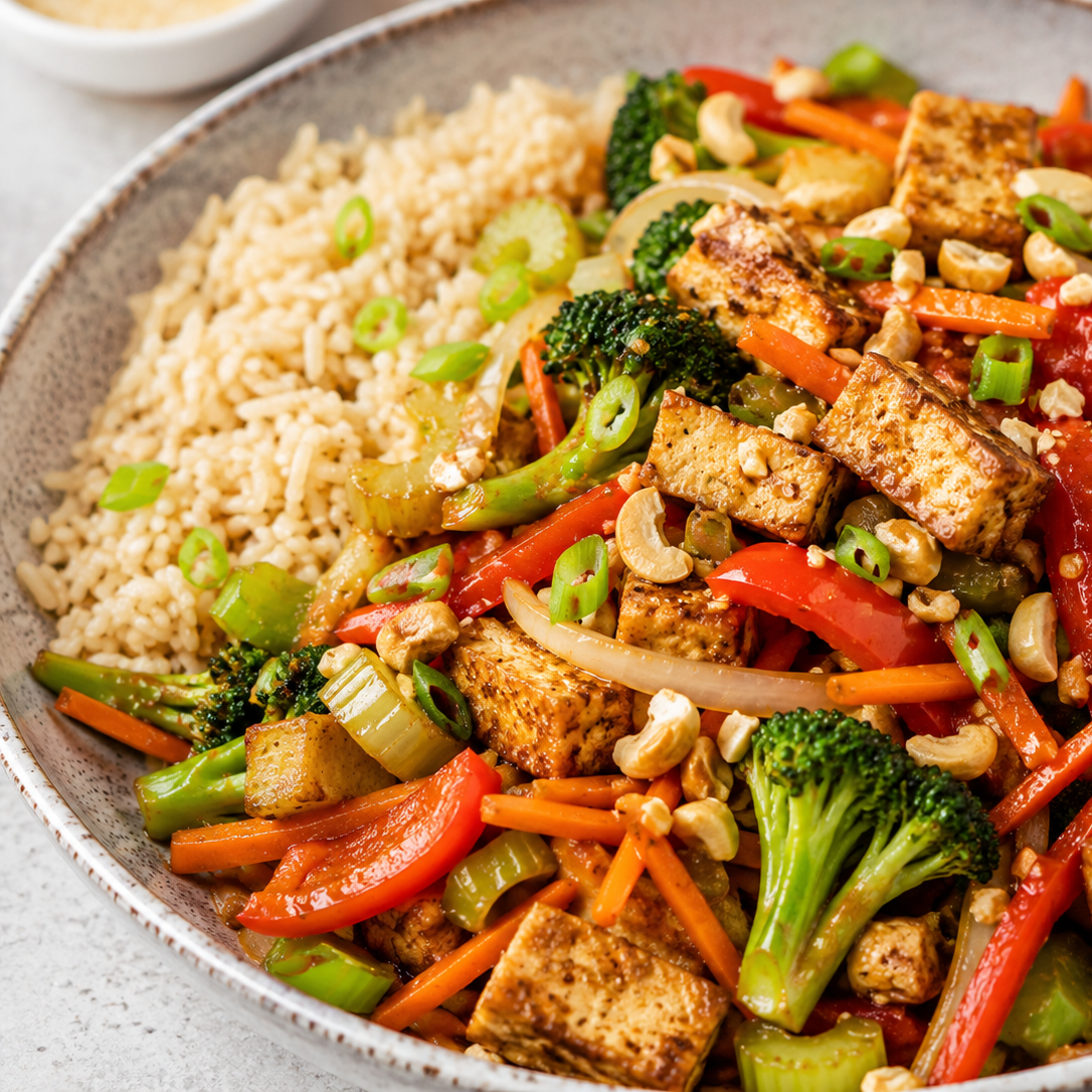 Tofu, Broccoli and Cashew Stir Fry