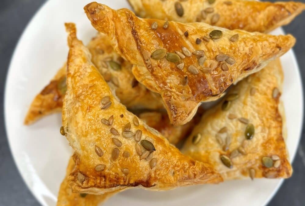Pumpkin, Cheddar and Caramelised Onion Triangles
