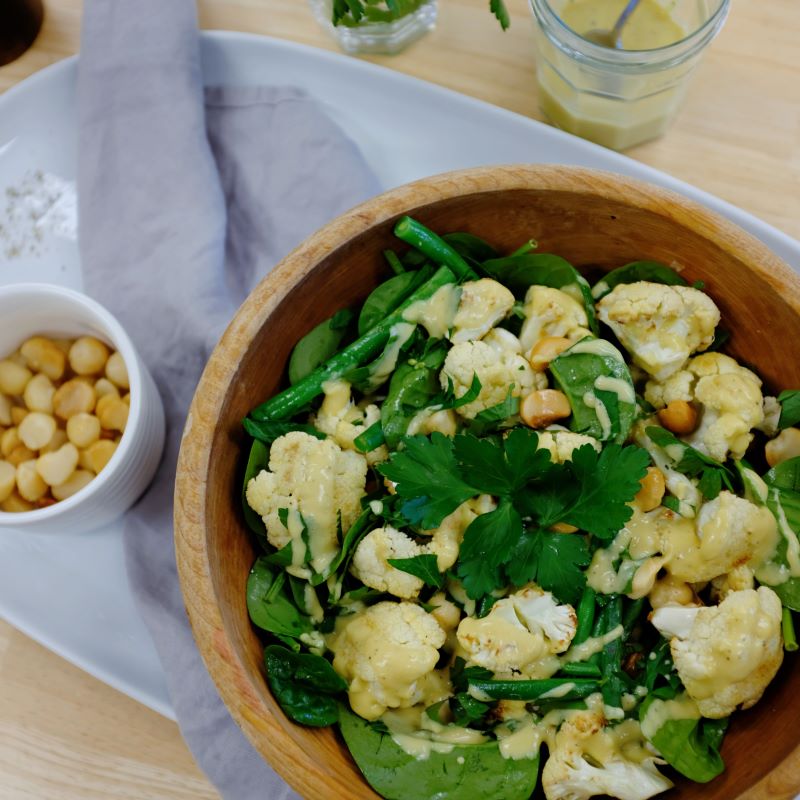 Roasted Cauliflower and Macadamia Salad