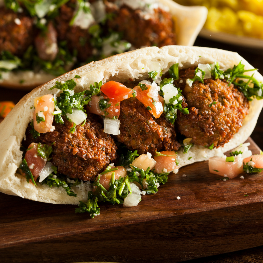 Falafal Pitas with Tomato Salsa