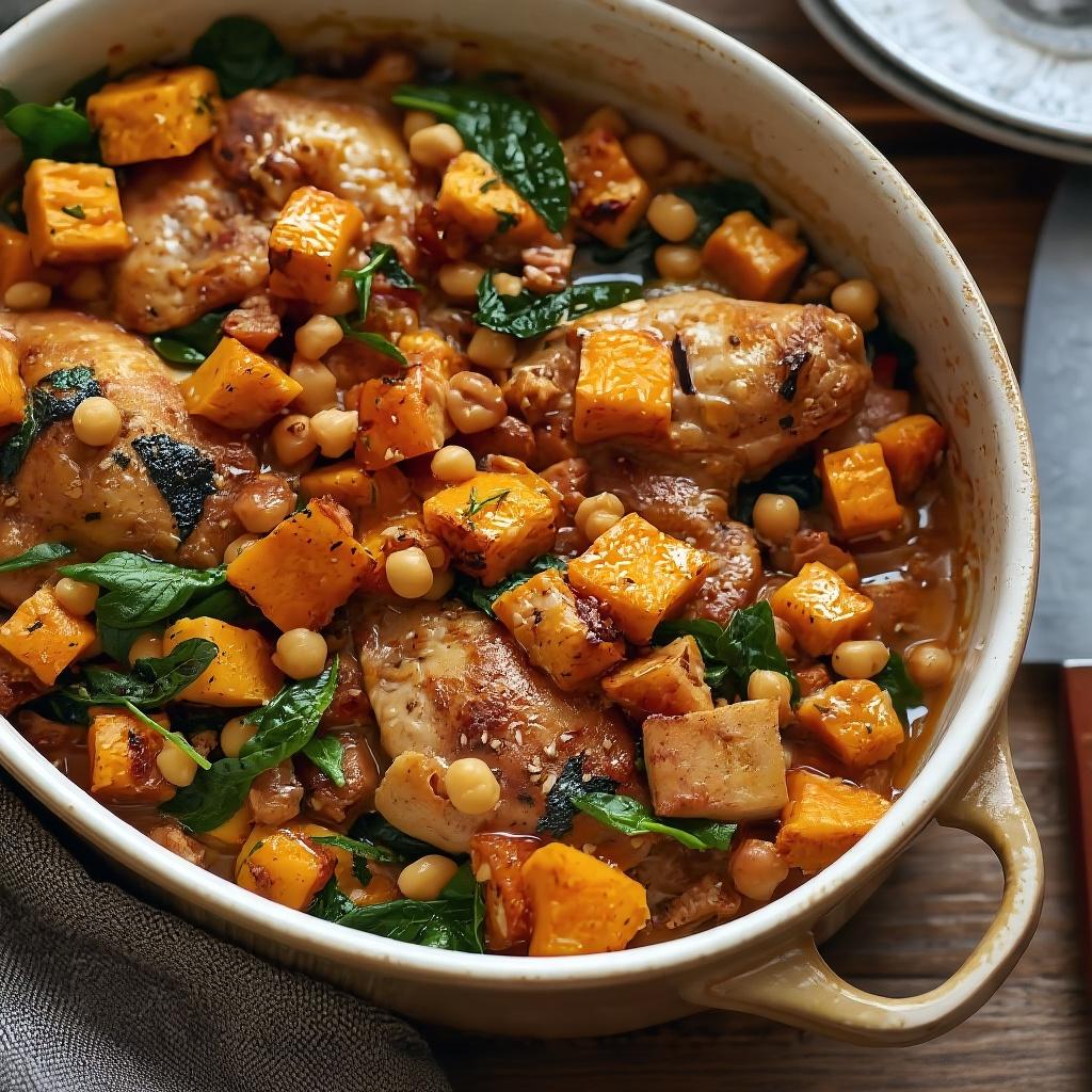 Chicken, Chickpea and Sweet Potato Casserole